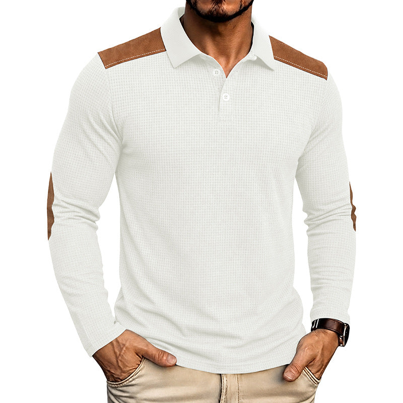 Männliches Langarm-Waffel-Polo-Shirt – Bild 3 | LuxeStyle