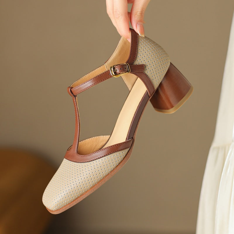 Mule-Sandalen aus Leder mit Farbblock-Design