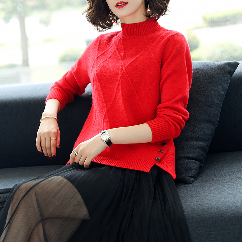 Kurzer Strickpullover mit Rollkragen