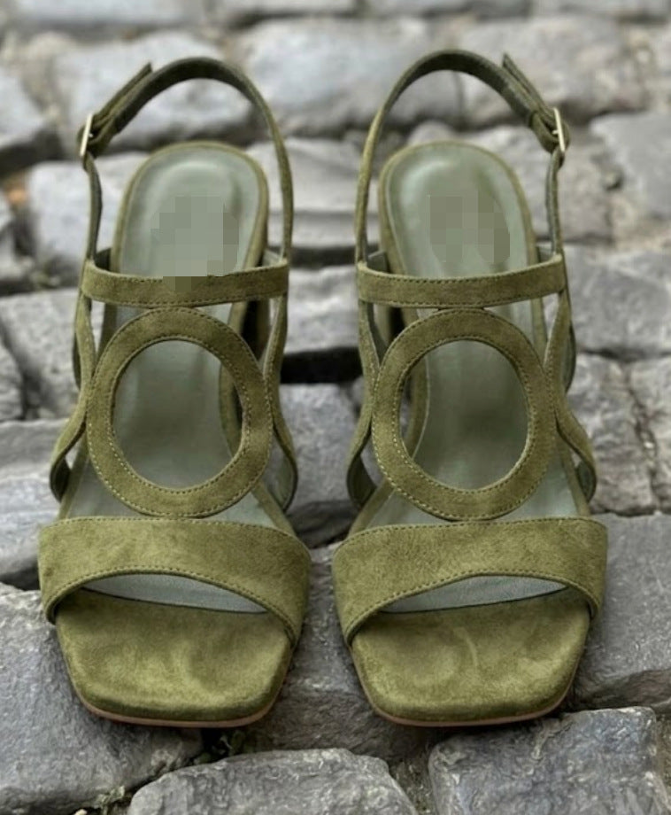High-Heel Wildleder-Sandalen mit Schnalle