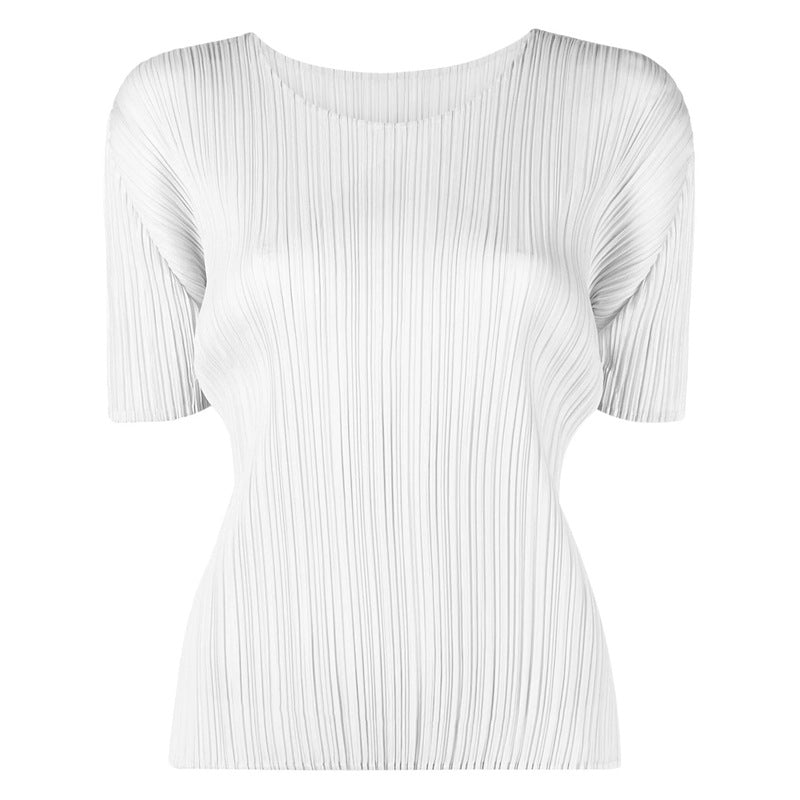 Rundhals-Shirt mit Raffung