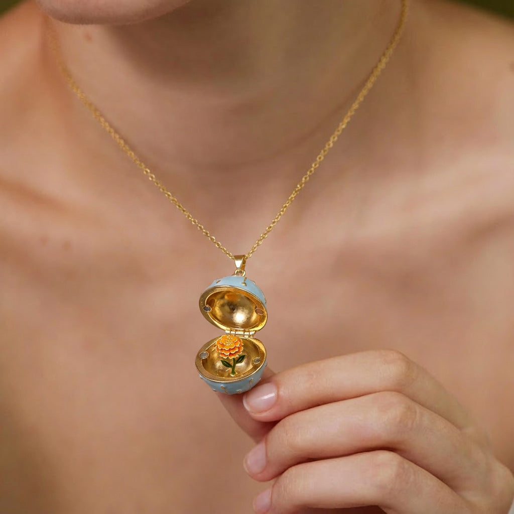 Halskette "Monatsblume" mit runder Box