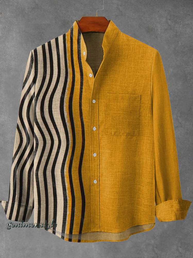 Herren Langarmhemd mit Stehkragen und Streifen – Bild 10 | LuxeStyle