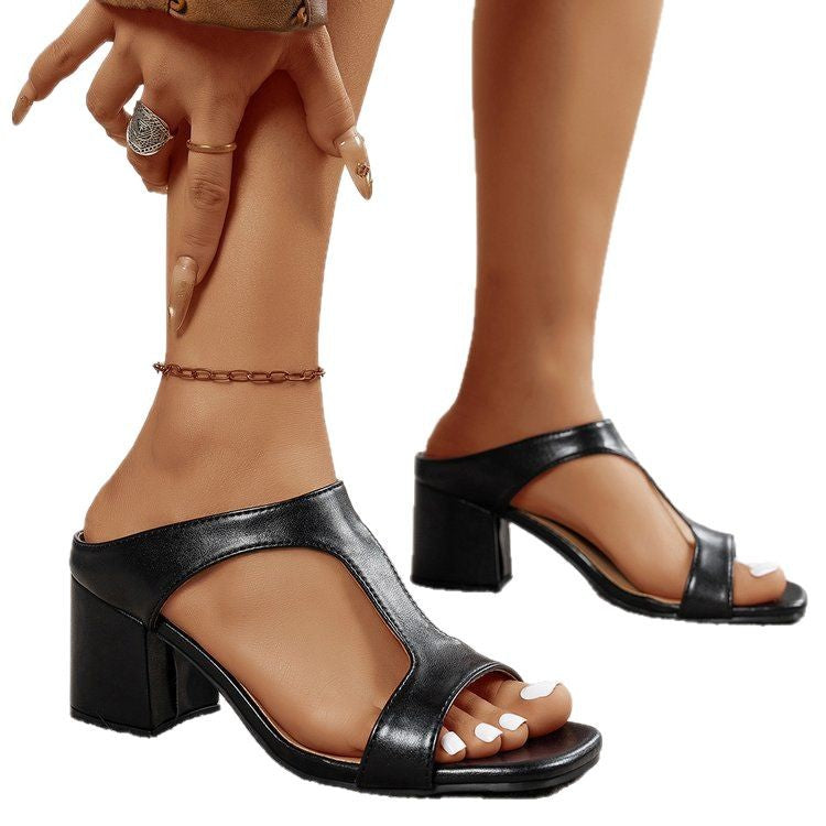 Damen Pantoletten mit Blockabsatz | LuxeStyle