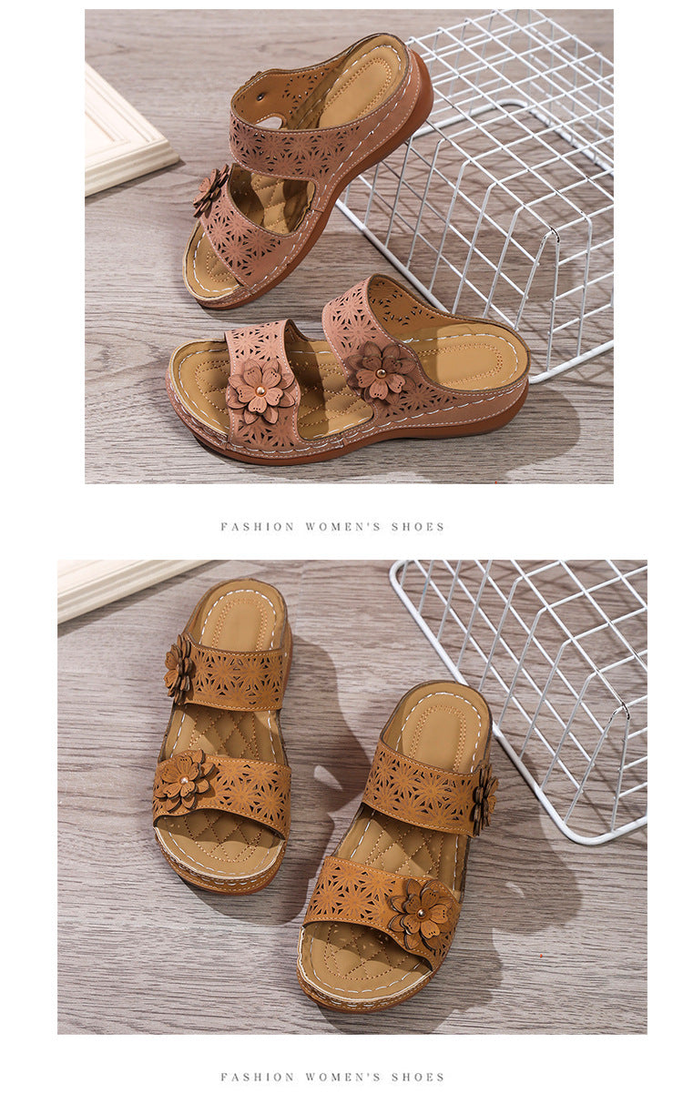 Freizeit-Sandalen mit Blumen-Applikation – Bild 6 | LuxeStyle