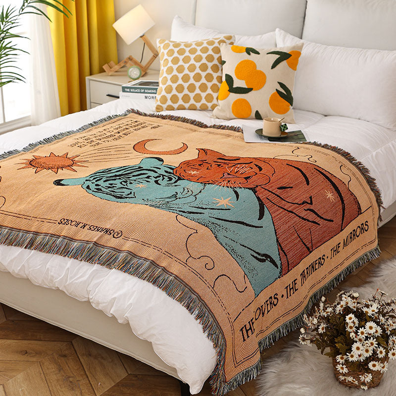 Retro-Strickdecke mit Tigermotiv