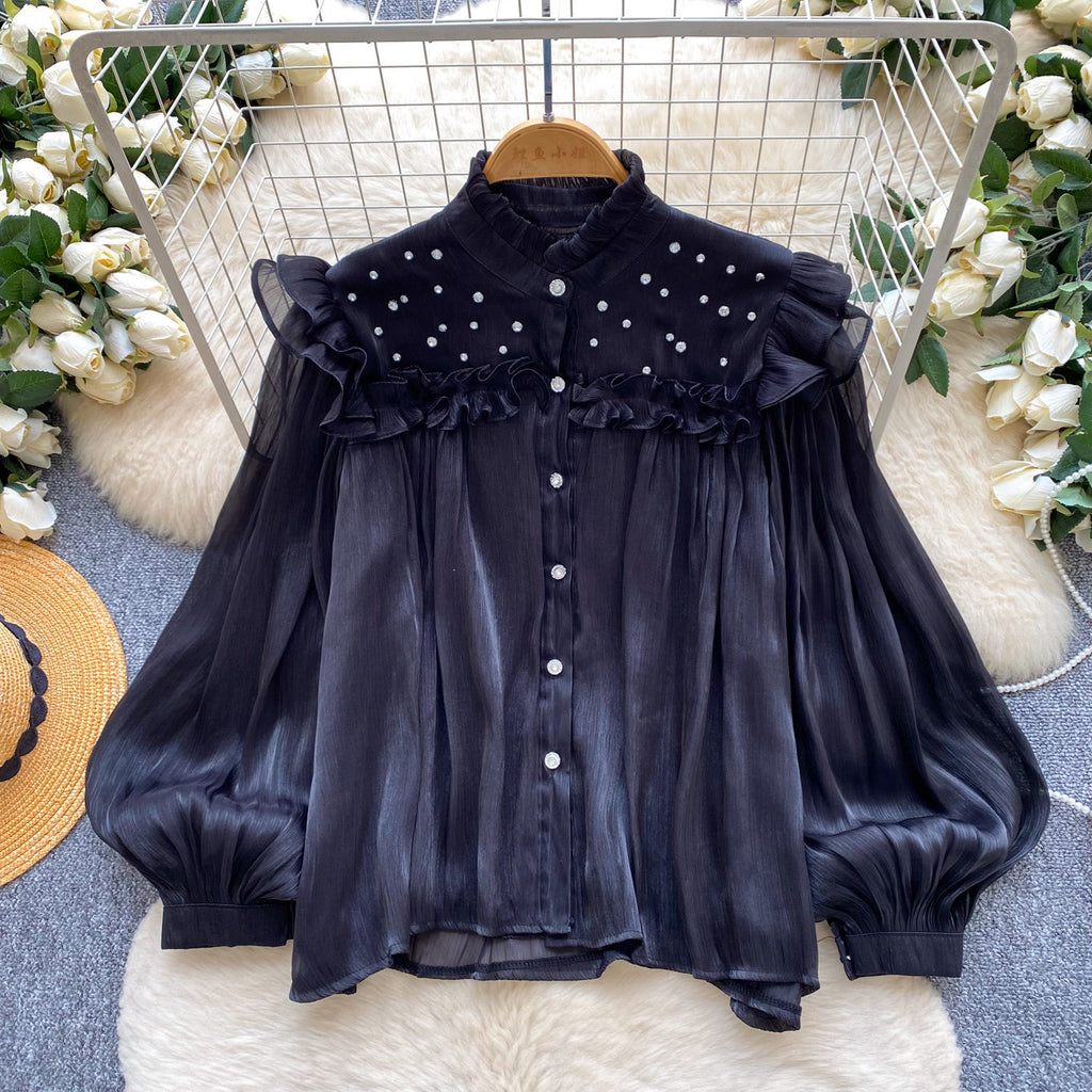 Gelbe Bluse mit Ruffles