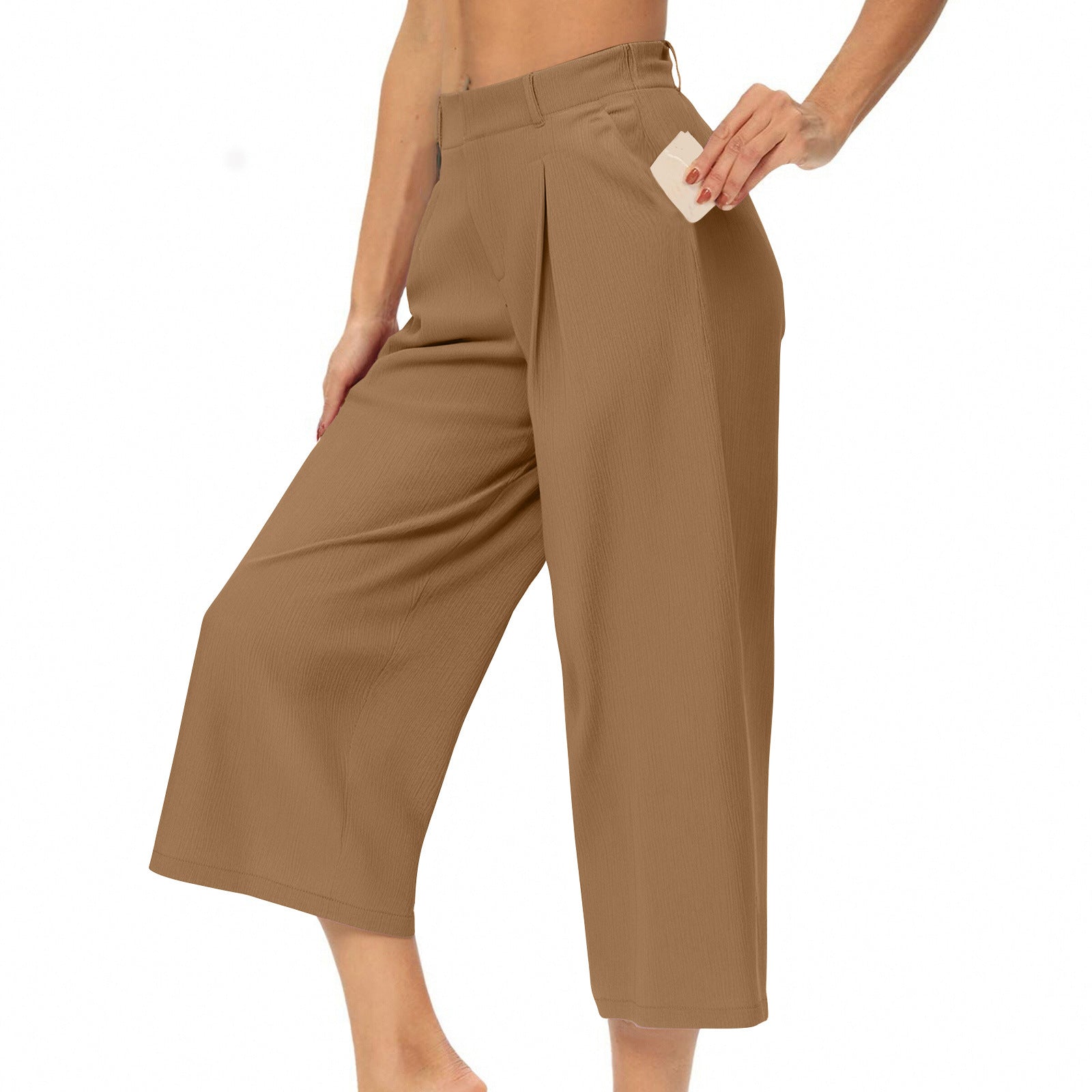 High-Waist Cropped Shorts mit weitem Bein