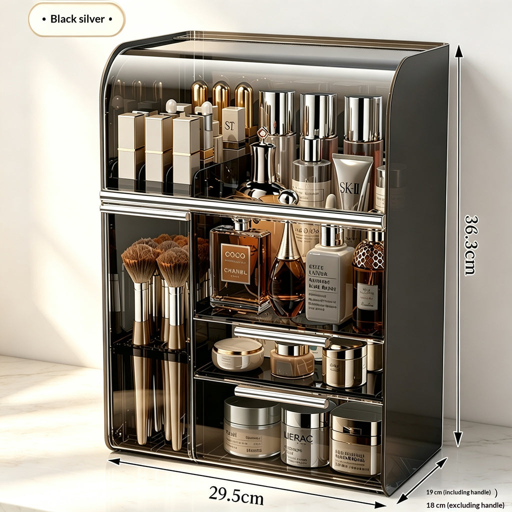 Kosmetikaufbewahrungsbox mit Pinsel- und Lippenstiftfach – Bild 3 | LuxeStyle