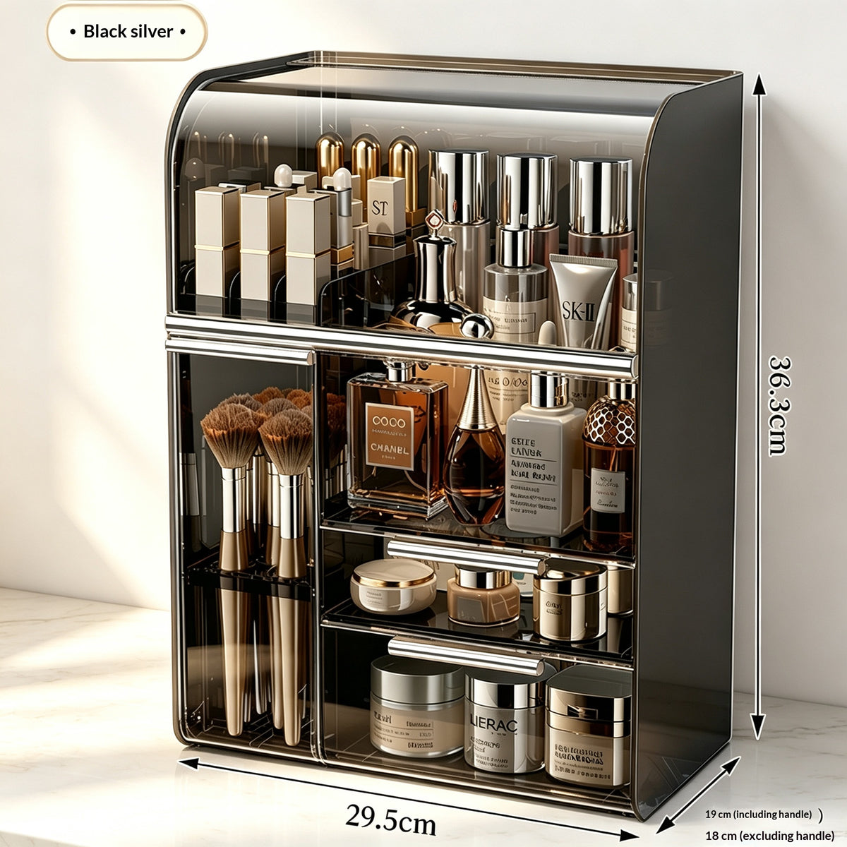 Kosmetikaufbewahrungsbox mit Pinsel- und Lippenstiftfach – Bild 3 | LuxeStyle
