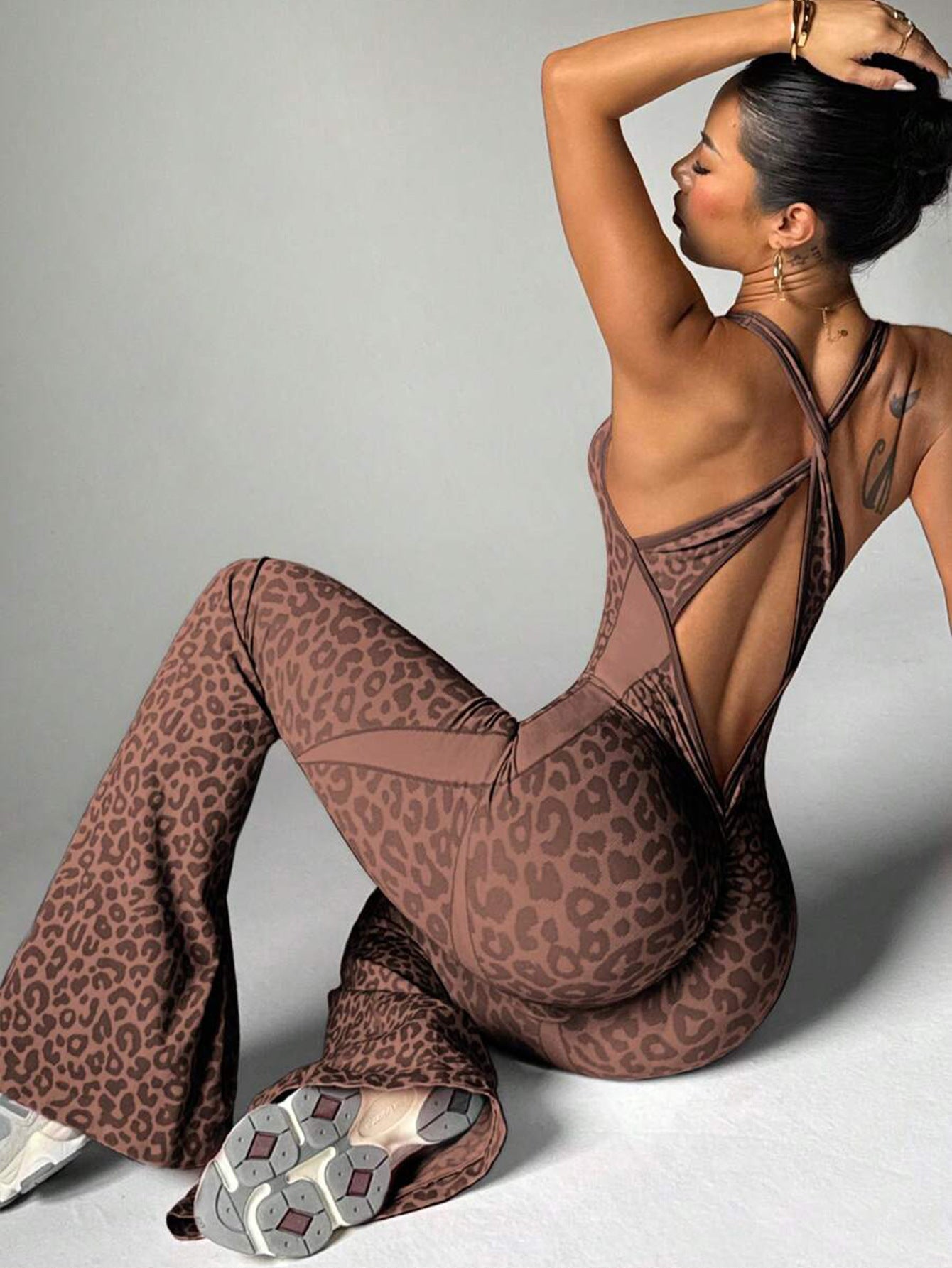 Nahtloser Leopard Jumpsuit für Yoga & Fitness