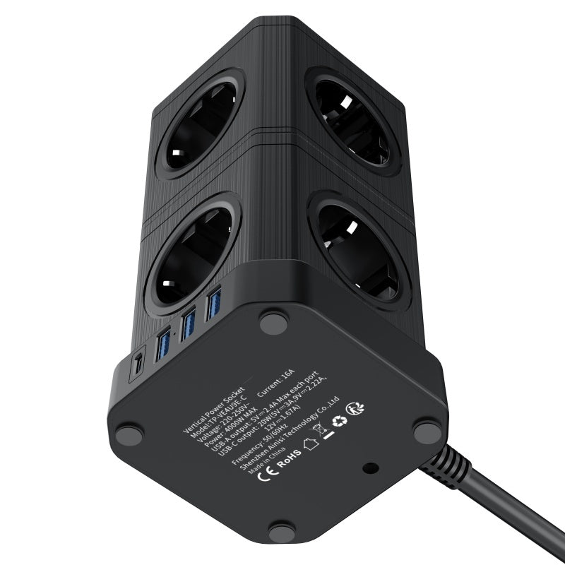 Steckdosen-Adapter, Schwarz