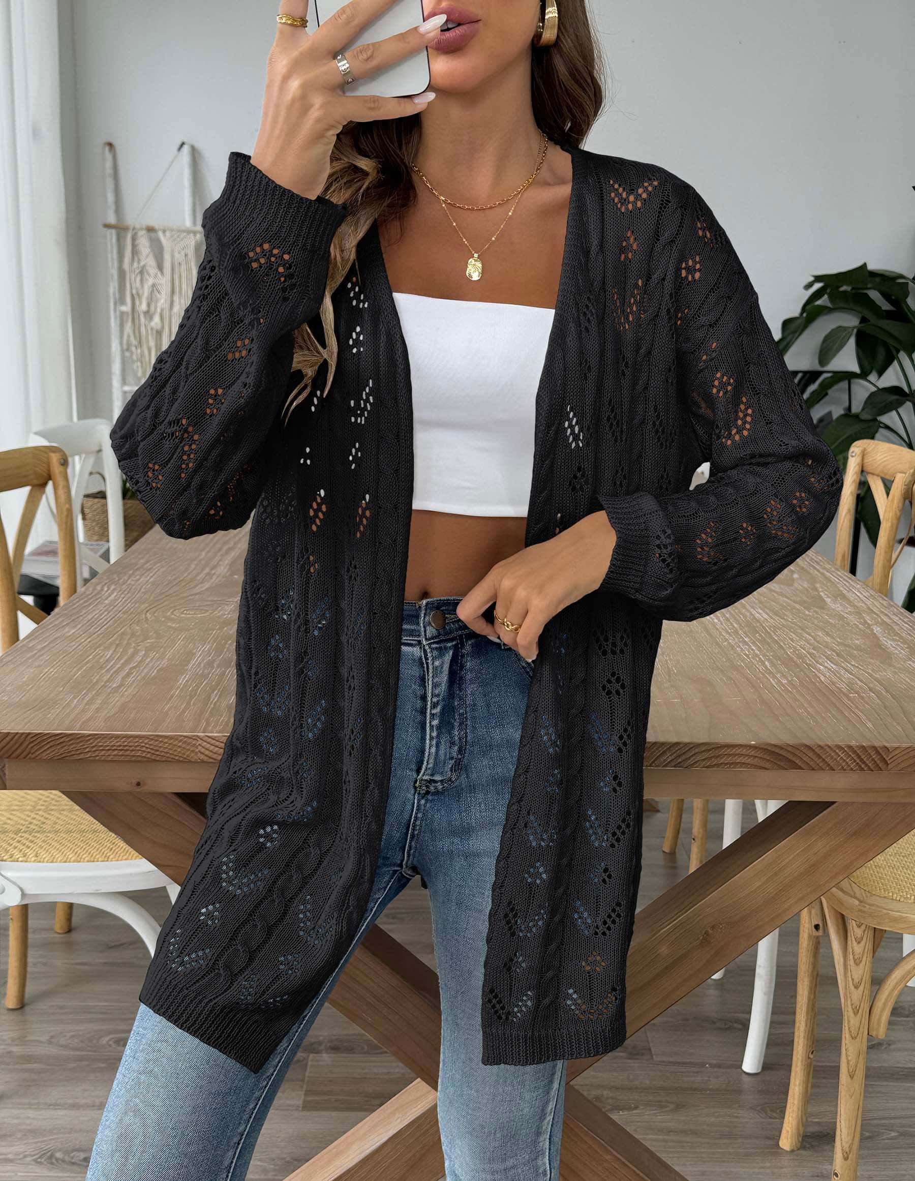 Locker gestrickter Cardigan mit offener Front