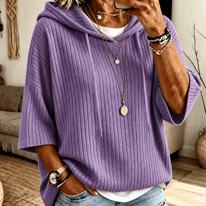 Unifarbener Hoodie mit doppelter Kapuze