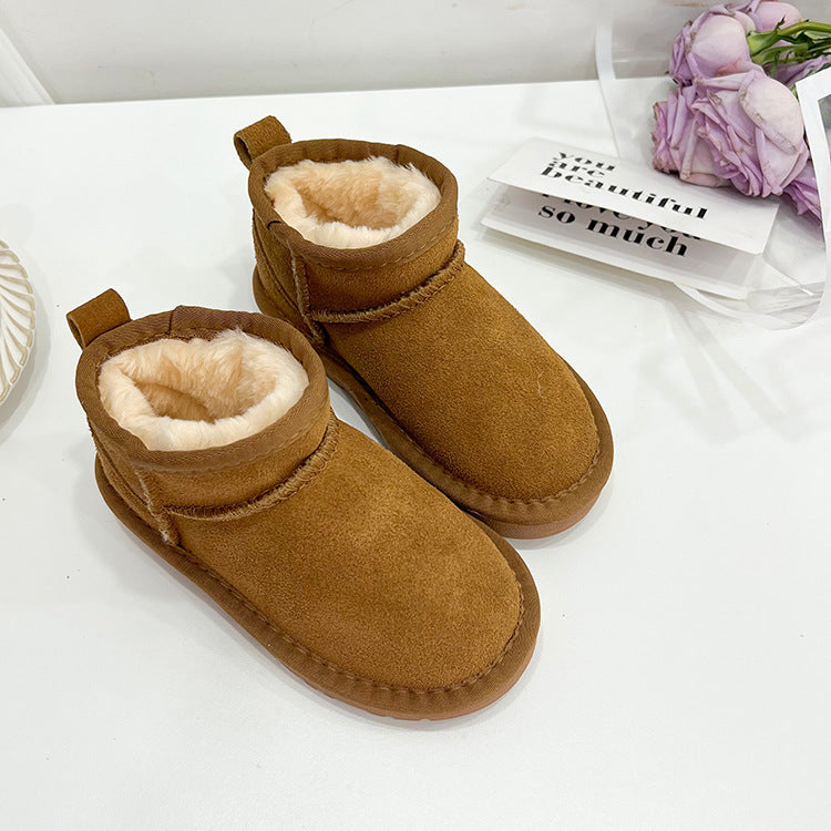 Kinder Winterstiefel aus Leder mit Fell