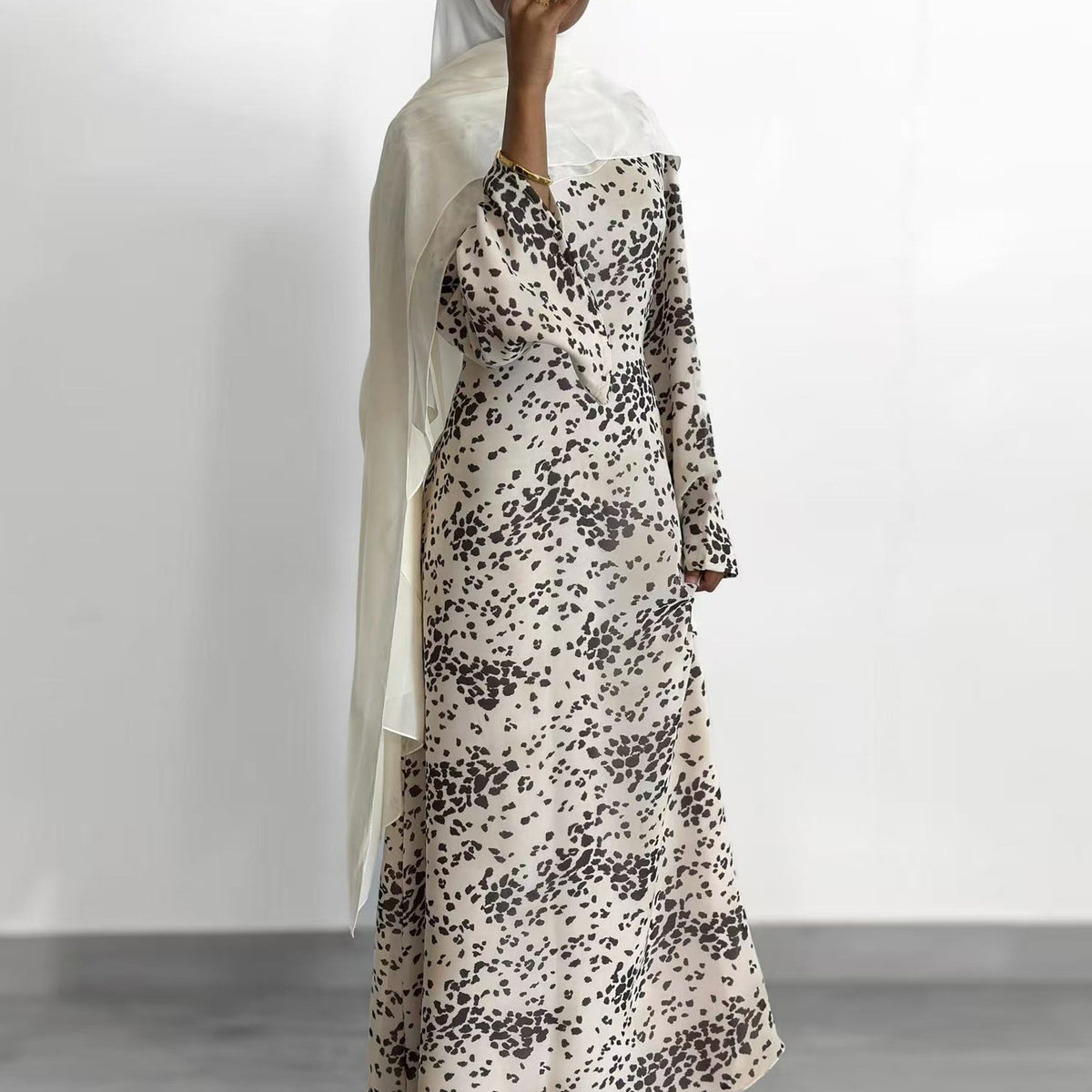 Bedrucktes Langarm-Kleid in grossen Grössen – Bild 8 | LuxeStyle