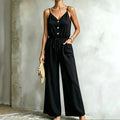 Eleganter ärmelloser Jumpsuit mit weitem Bein