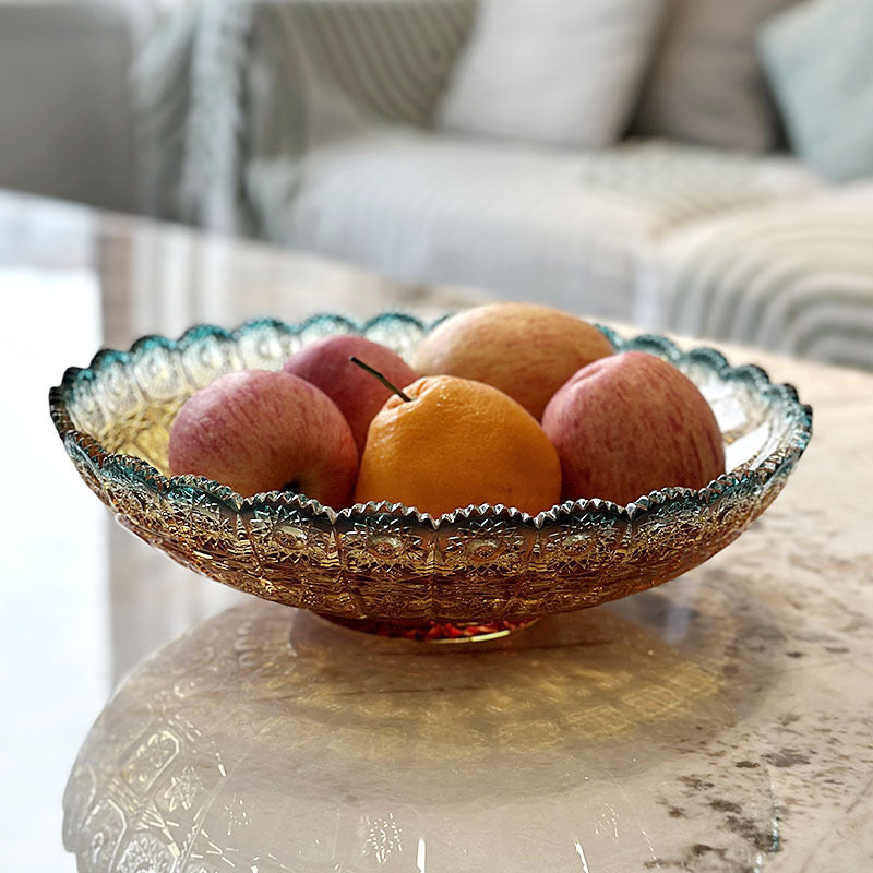 Große Kristallglas Fruchtschale Couchtisch
