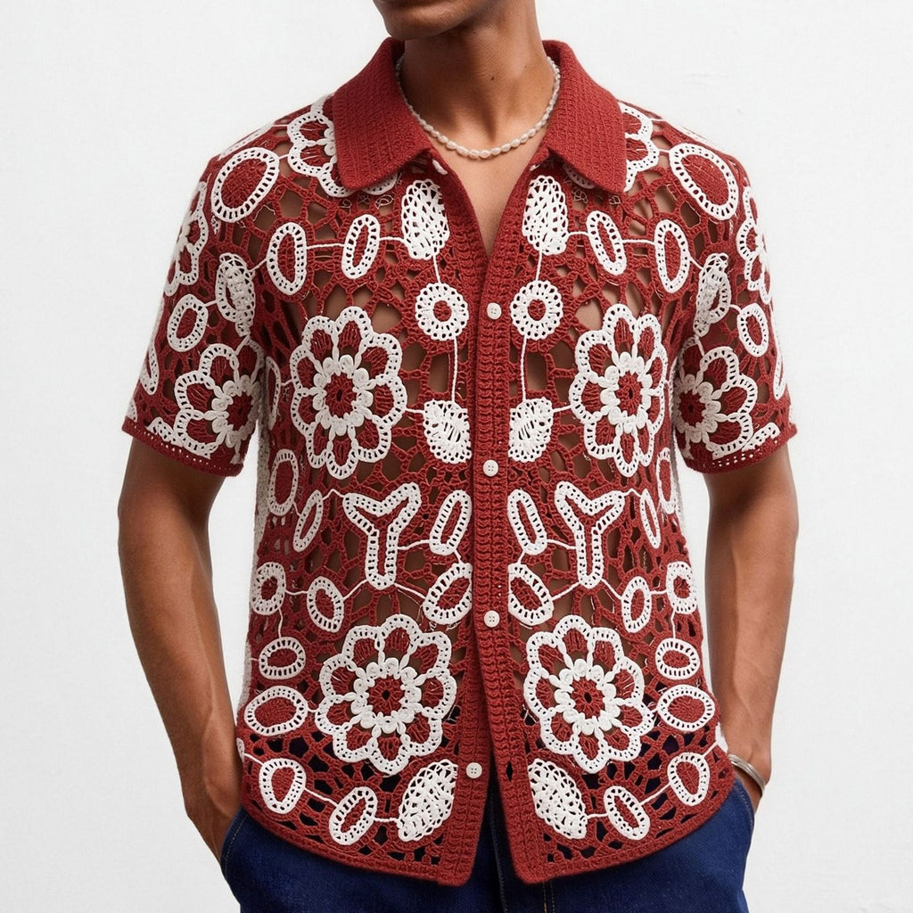 Crochet-Top mit Blumenmuster