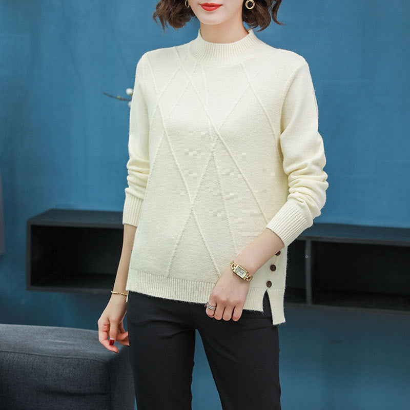 Kurzer Strickpullover mit Rollkragen und Schlitz – Ansicht 4