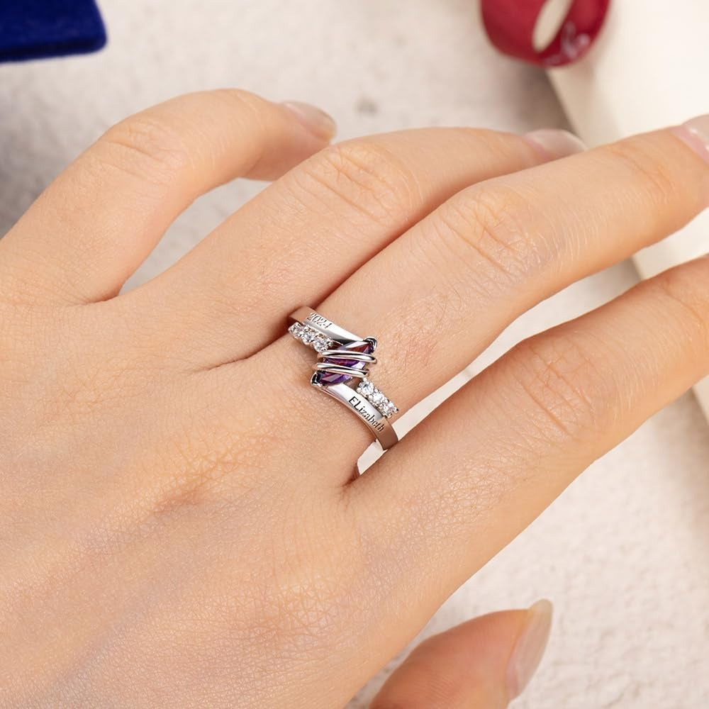 Personalisierter Damen Geburtssteinring – Bild 7 | LuxeStyle