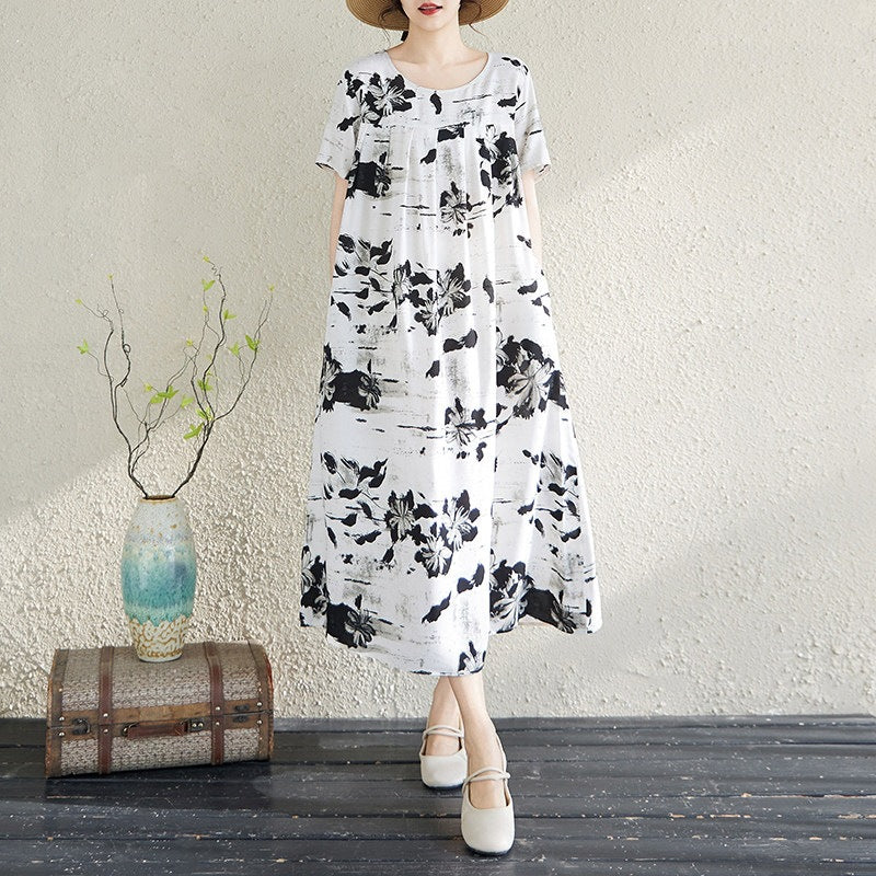 Elegantes Baumwollseidenkleid mit Taschen