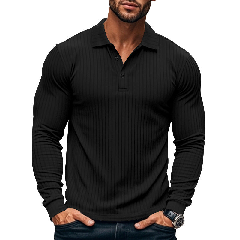 Herren Langarmshirt mit Revers und Knopfleiste – Bild 8 | LuxeStyle