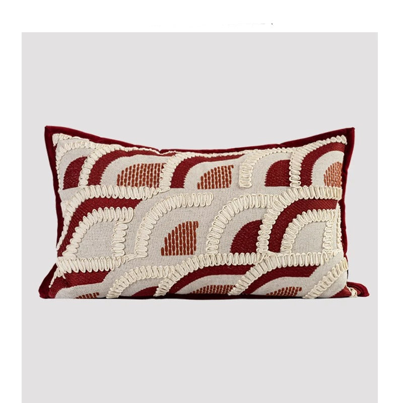 Wabi‑Sabi‑Kissen mit rotem Jacquard‑Stichwerk – Bild 3 | LuxeStyle