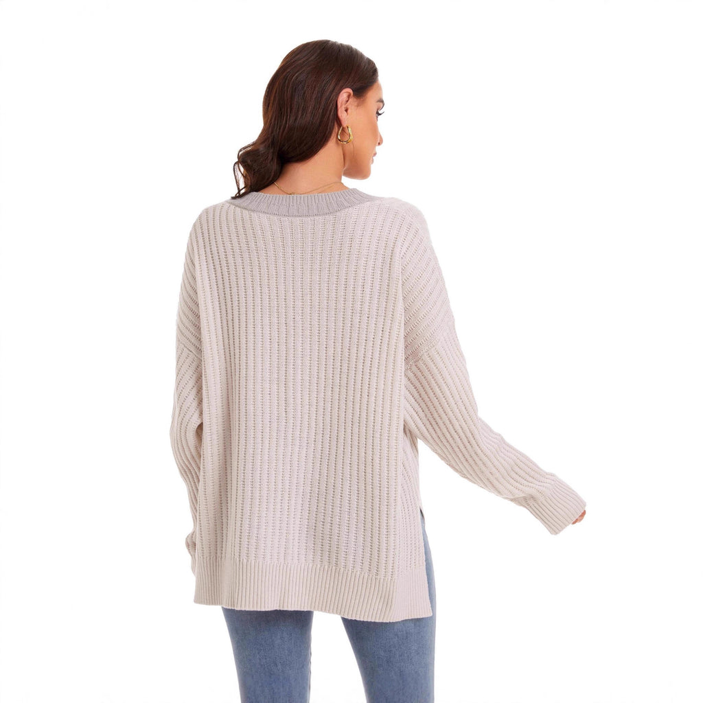 V-Neck Pullover mit lockerer Passform