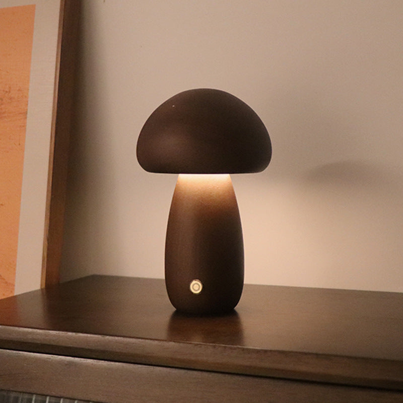 Holz-Pilz Nachtlicht mit Touch-Schalter