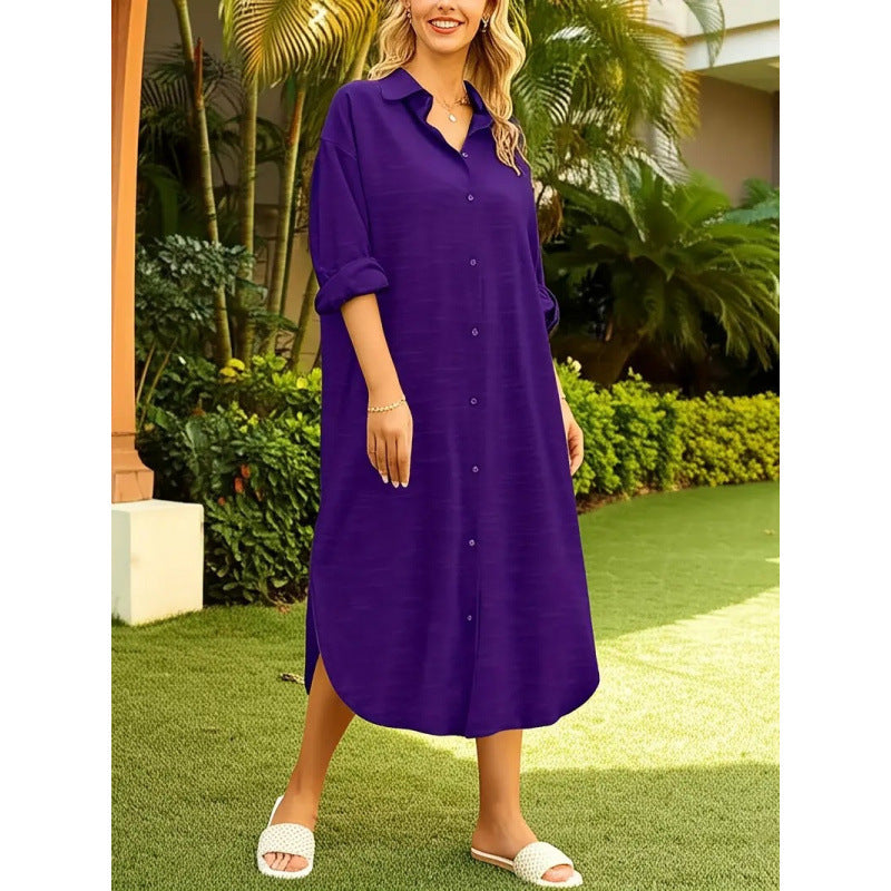 Midi-Bluse mit Reverskragen und Langarm – Bild 2 | LuxeStyle