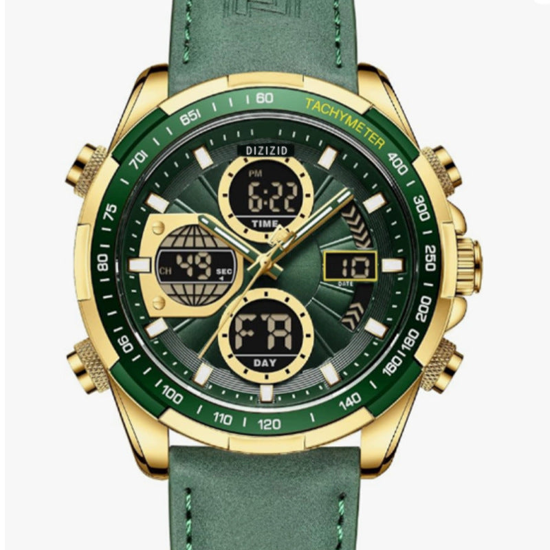 Herren Business-Armbanduhr, Leder, Leuchtzeiger