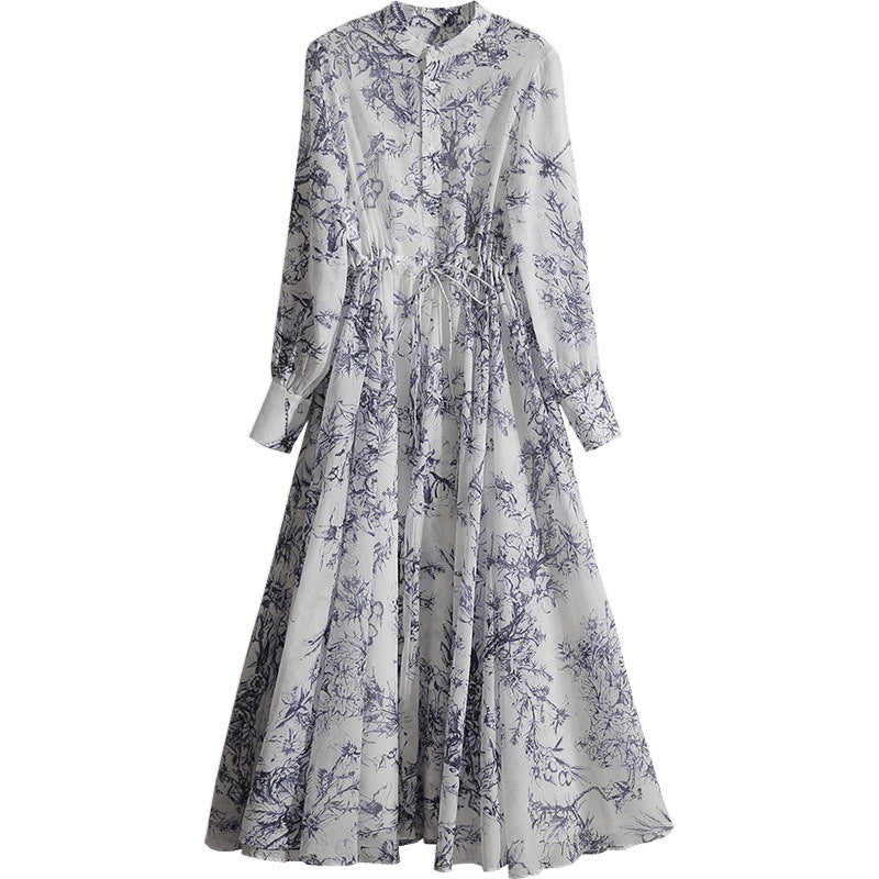 Midi-Kleid im chinesischen Stil mit Taillenschnürung – Bild 3 | LuxeStyle