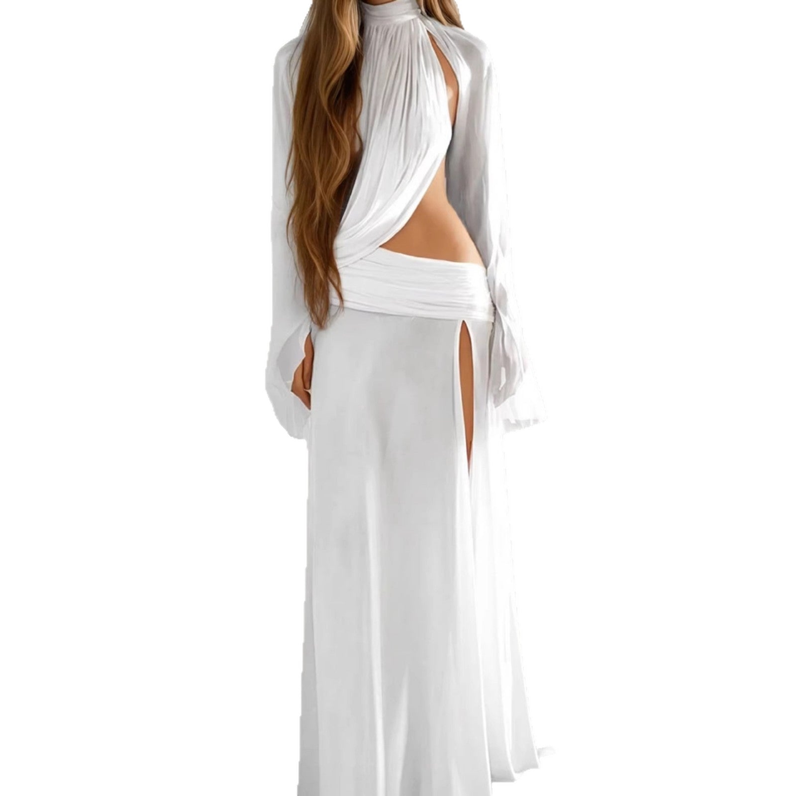 Elegantes Maxikleid mit Schlitz und Falten