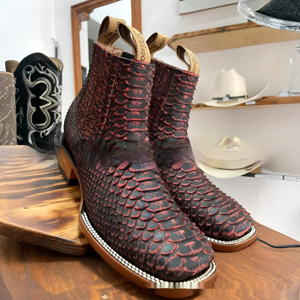 Retro-Herren-Stiefeletten mit Streifenmuster