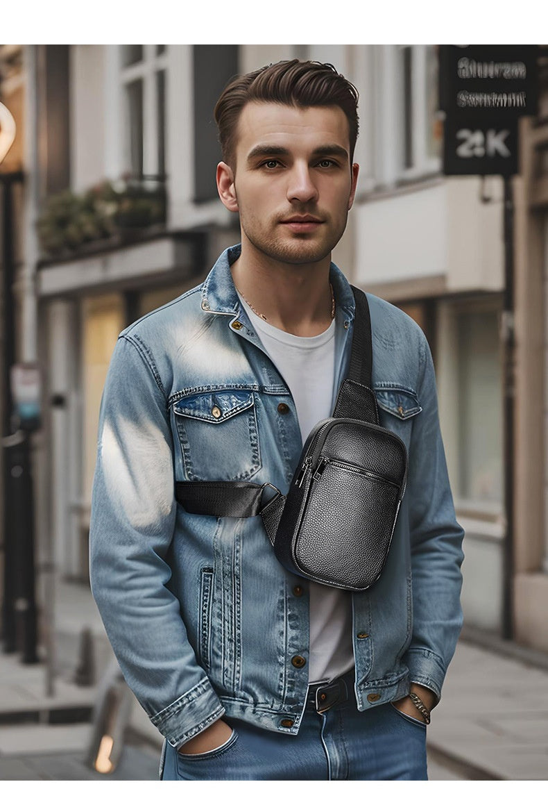 Lässige Leder-Brusttasche für Herren