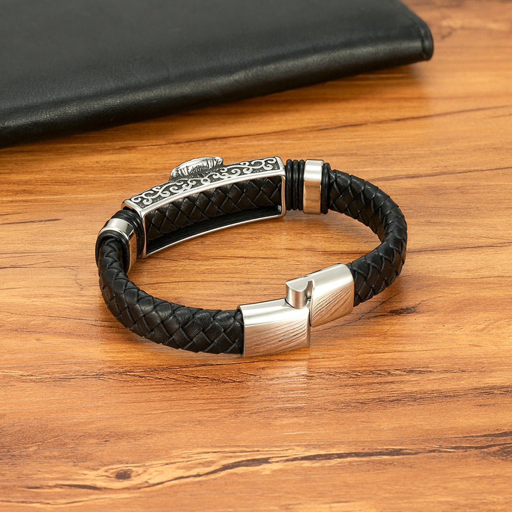 Herren-Armband aus Edelstahl und Leder – Bild 9 | LuxeStyle
