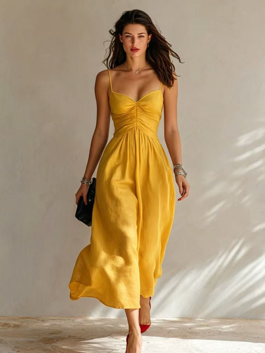 Sommer-Strap-Dress mit Falten in Rot, Schwarz & Weiß