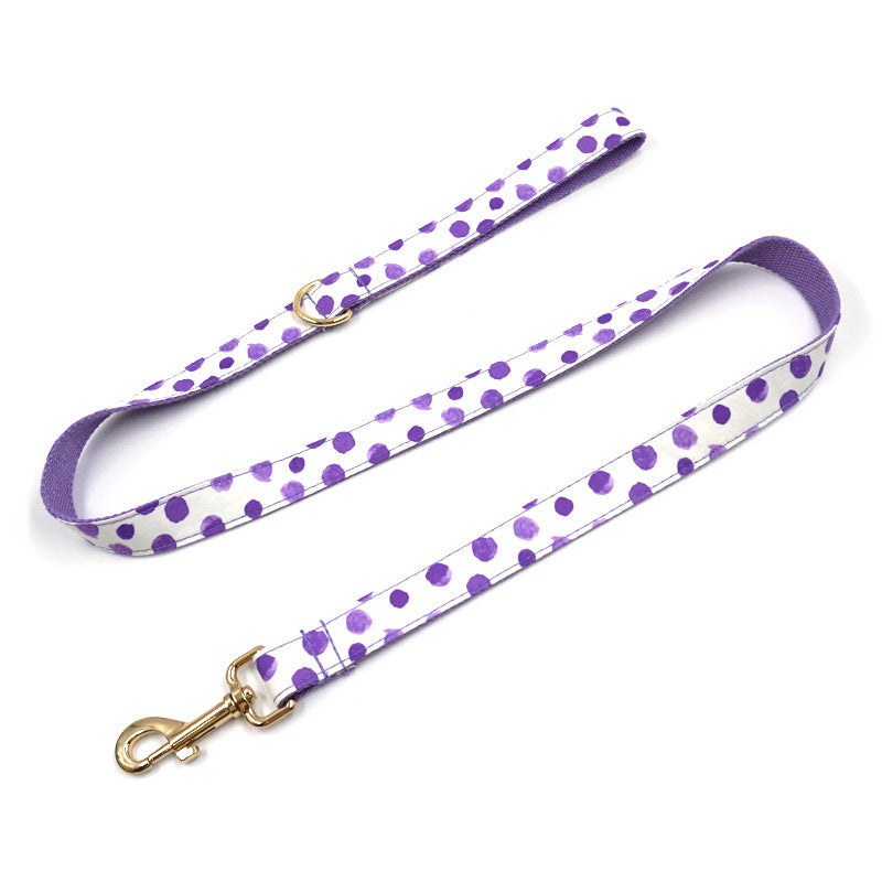 Halsband, Leine & Fliege – Lila Tupfen – Bild 5 | LuxeStyle