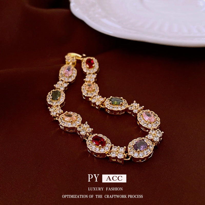 18K Goldplattiertes Ovaler Zirkonia-Band Retro