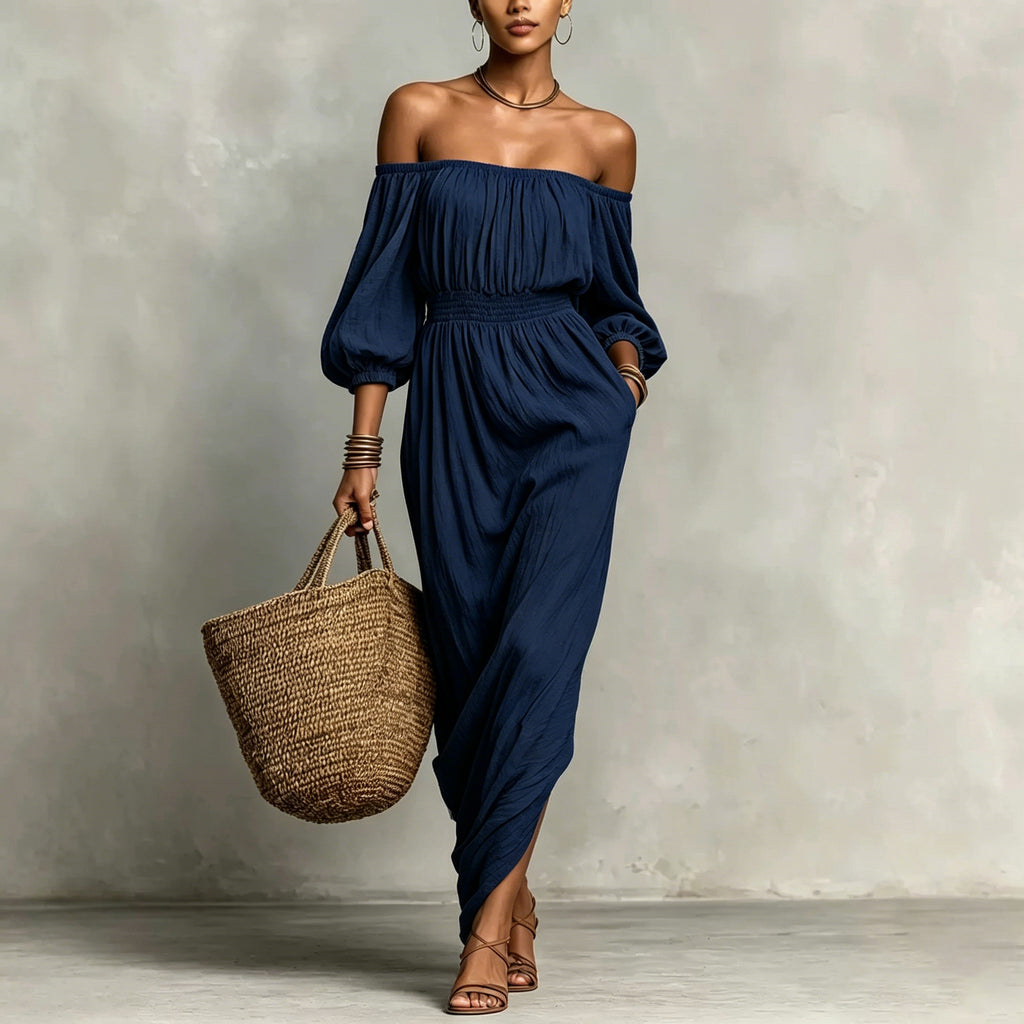 Off-Shoulder Freizeitkleid Uni – Bild 4 | LuxeStyle