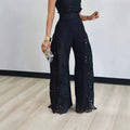 High-Waist Wide Leg Hose mit Spitze – Ansicht 5