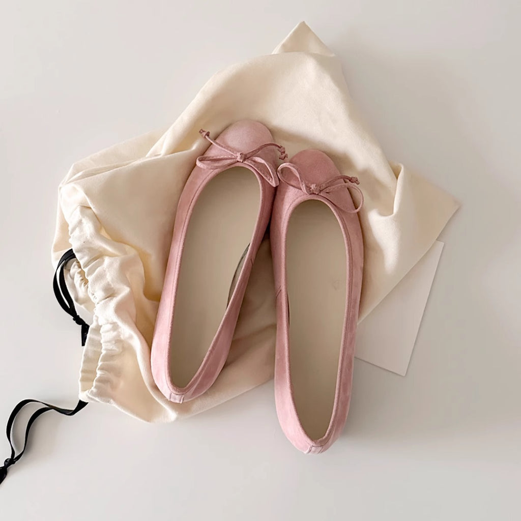Sheepskin French Bow Gentle Ballet Flats