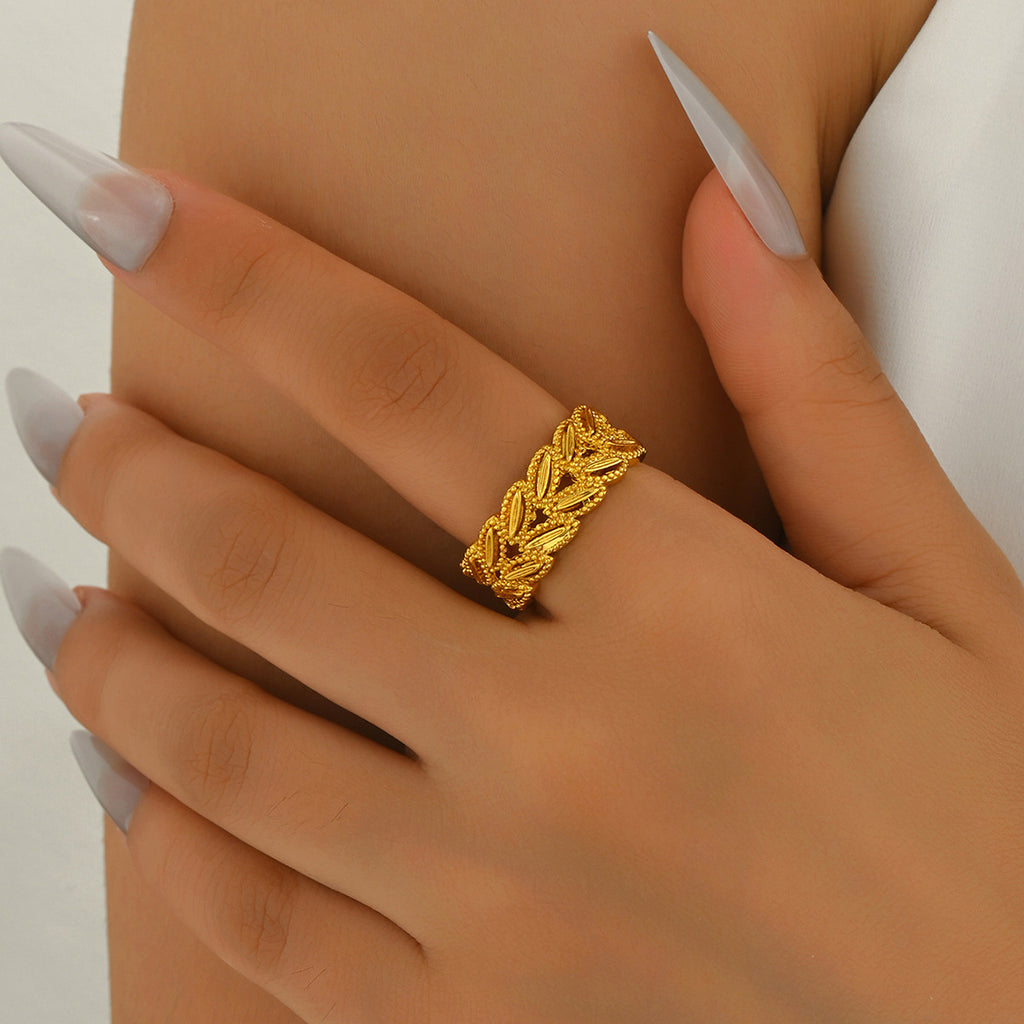 18K Gold-Plated Anpassbarer Weizenähren-Indexring