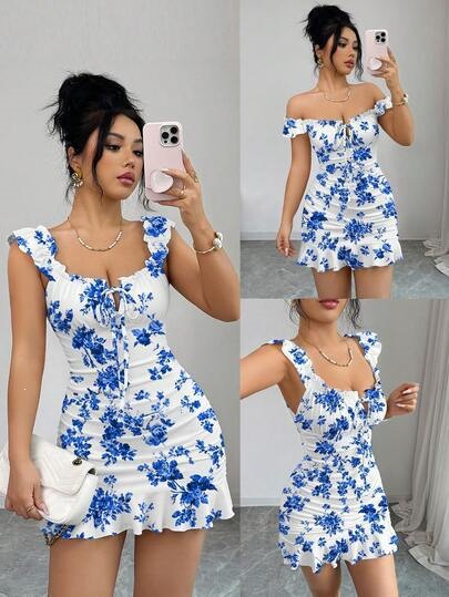 Floral-Sommerkleid «Marguerite» Rückansicht – LuxeStyle