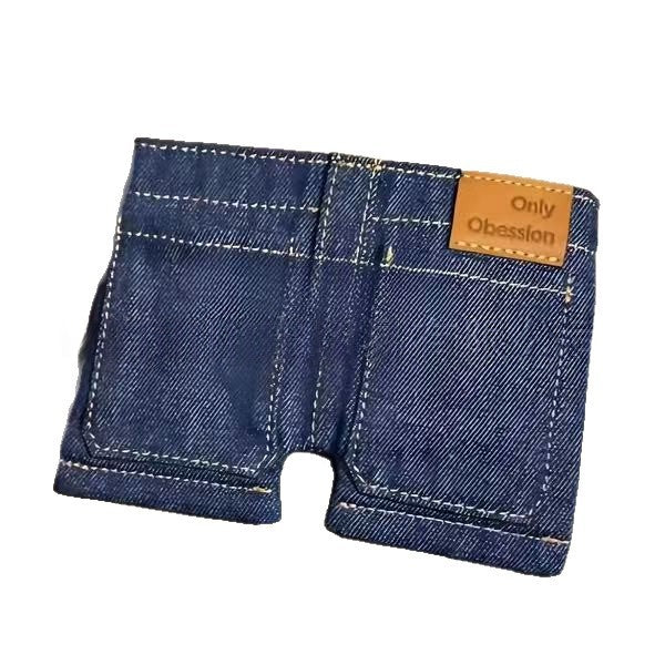 Jeans-Geldbörse faltbar blau grau | LuxeStyle