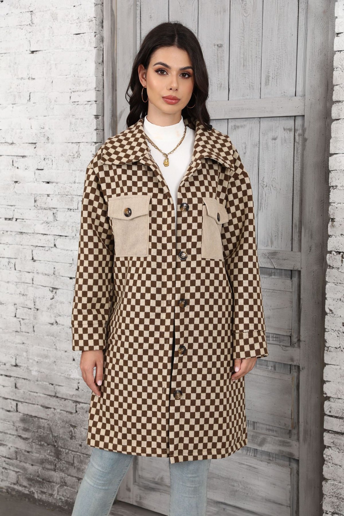Damen-Cardigan mit Karomuster | LuxeStyle