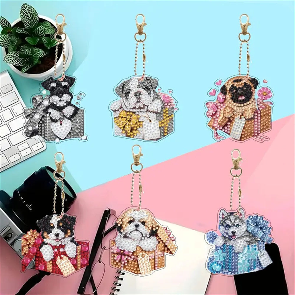 DIY Diamantmalm Schlüsselanhänger Tiermuster