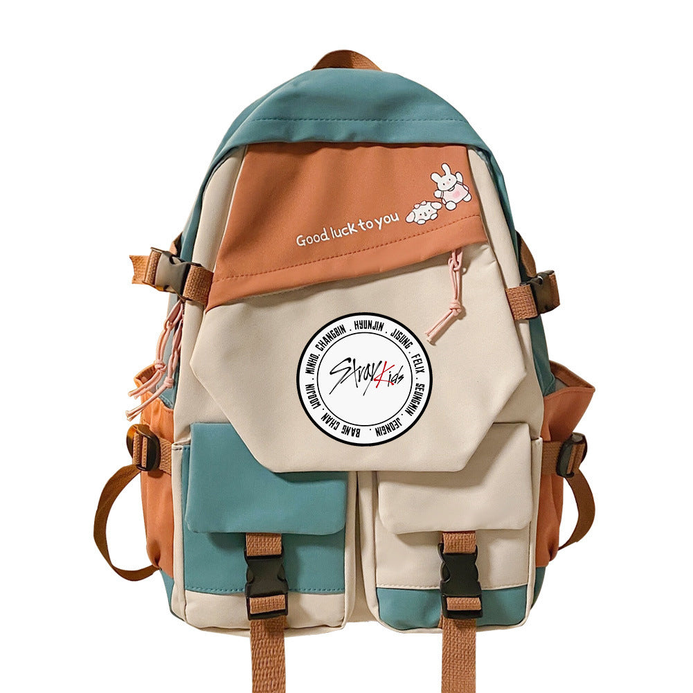 Reise-Schulrucksack mit Kontrastfarben