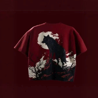 Amerikanisches T-Shirt Bordeauxrot abgeflachte Schultern